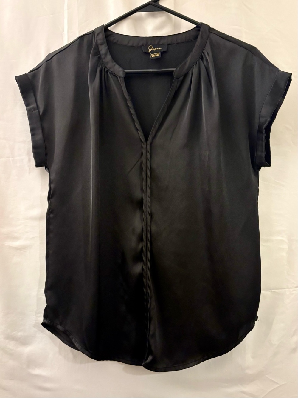 Jopna Black Short-Sleeve Satin Blouse